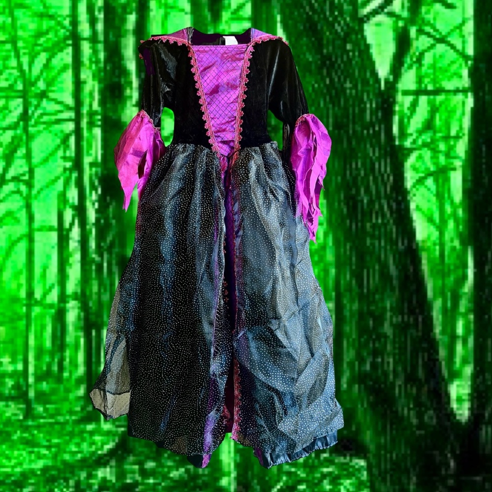 NWT Deluxe Black & Purple Witch Dress Child 10/12